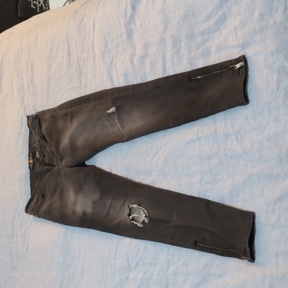 Lucky Brand Brooke Legging Jeans faded destroyed black size 12/31